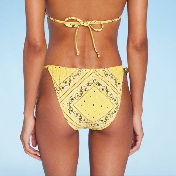 * NWT Wild Fable XS (0-2) Yellow Bandana Side-Tie Extra High Leg Bikini Bottom - Picture 4 of 8